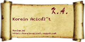 Korein Acicét névjegykártya